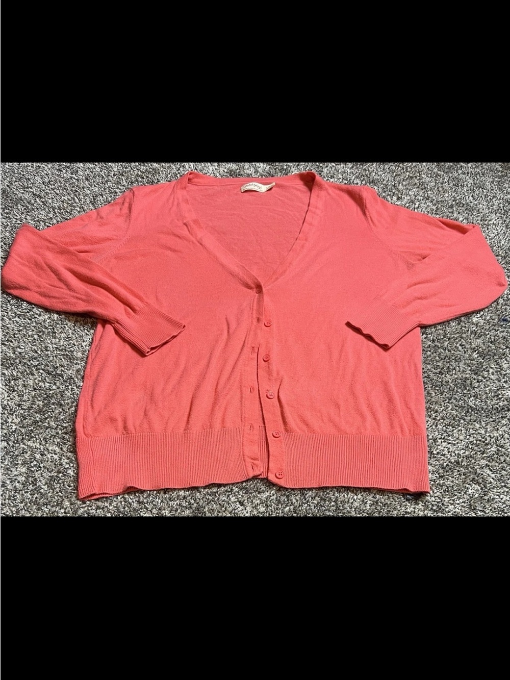 Faded Glory Coral Button-Down V-Neck Cardigan